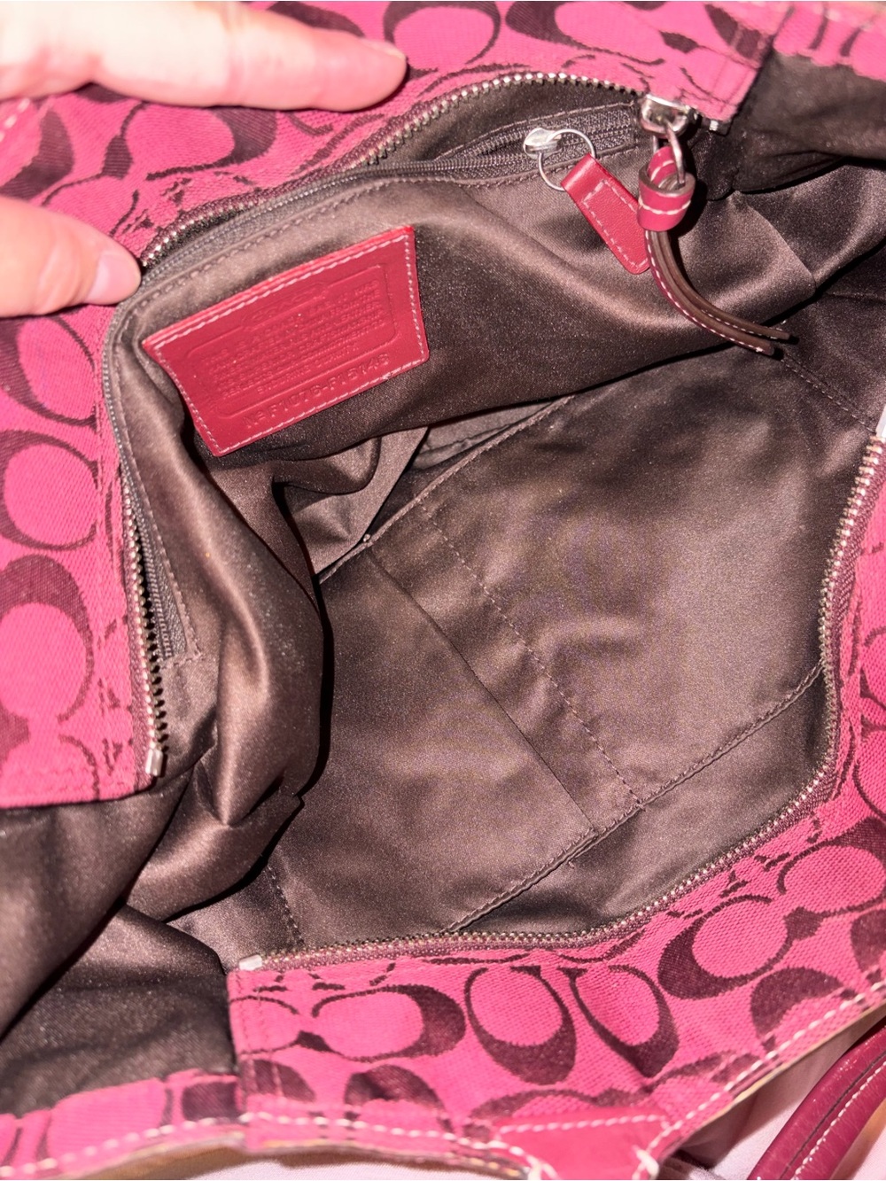 Coach Burgundy Signature Jacquard Tote - Picture 6 of 6